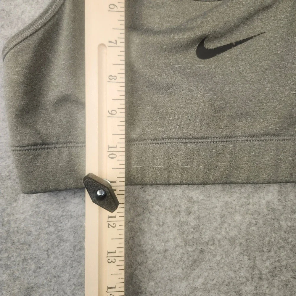Nike Dri-FIT Racerback Sports Bra Heathered Grey Swoosh Logo Activewear